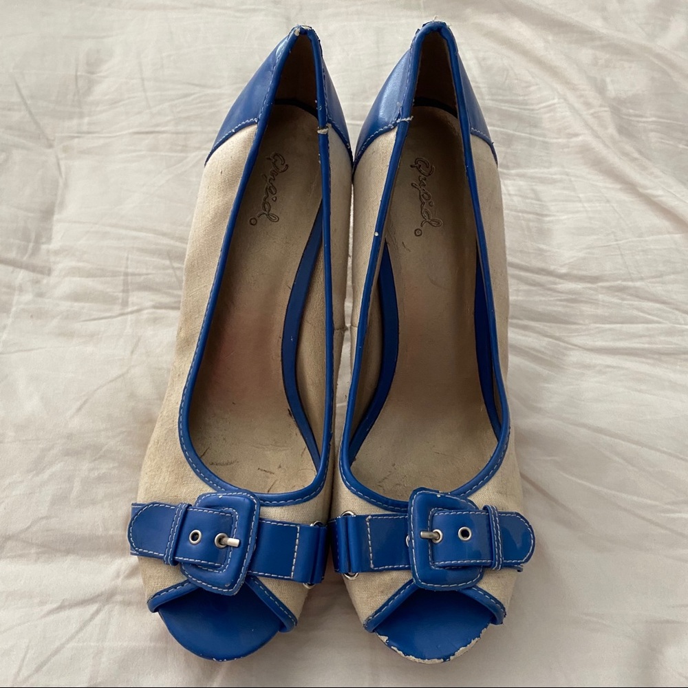 Royal Blue and linen pumps